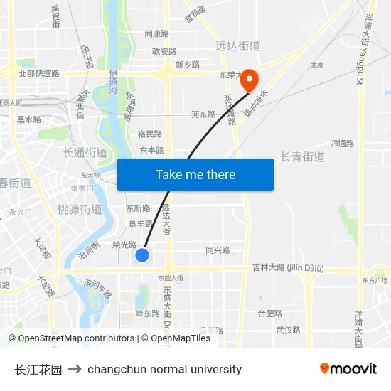 长江花园 to changchun normal university map