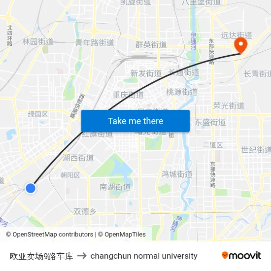 Ouya Market Bus Depot Line 9 to Changchun Normal University map
