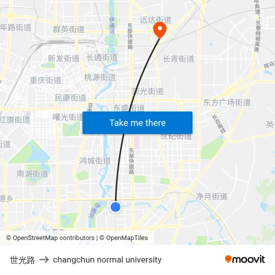 世光路 to changchun normal university map