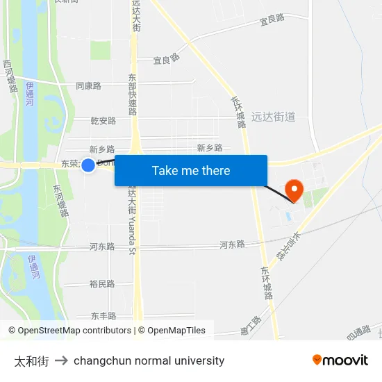 Tai Wo Street to Changchun Normal University map