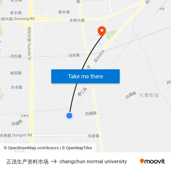 Zhengmao Market to Changchun Normal University map
