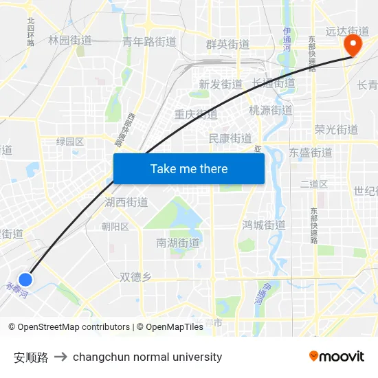 Anshun Road to Changchun Normal University map