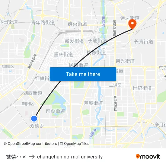 Prosperity Residential Complex to Changchun Normal University map