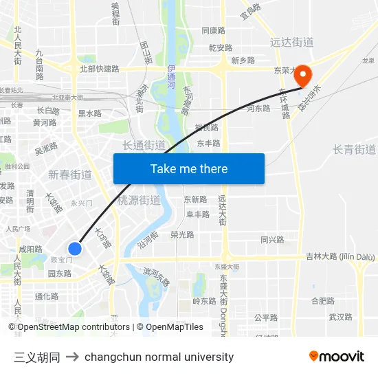 Sanyi Hutong to Changchun Normal University map