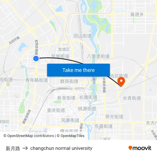 New Moon Road to Changchun Normal University map
