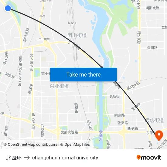 North 4th Ring Road to Changchun Normal University map