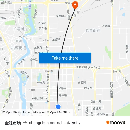 Jin Yuan Market to Changchun Normal University map