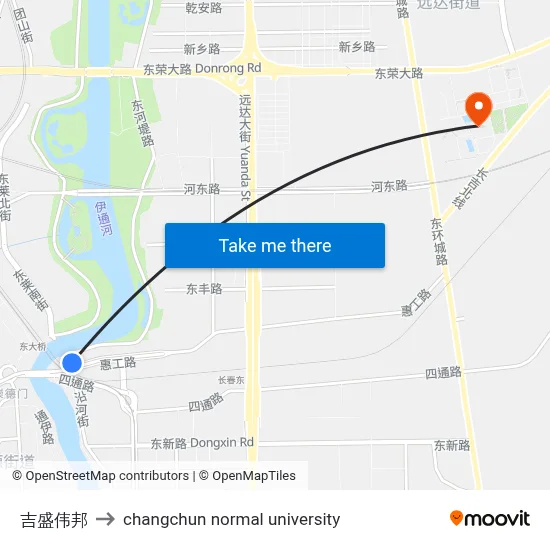 Jisheng Weibang to Changchun Normal University map