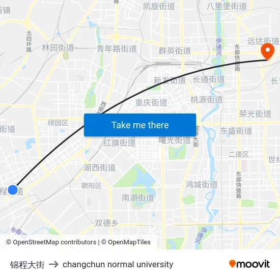 锦程大街 to changchun normal university map