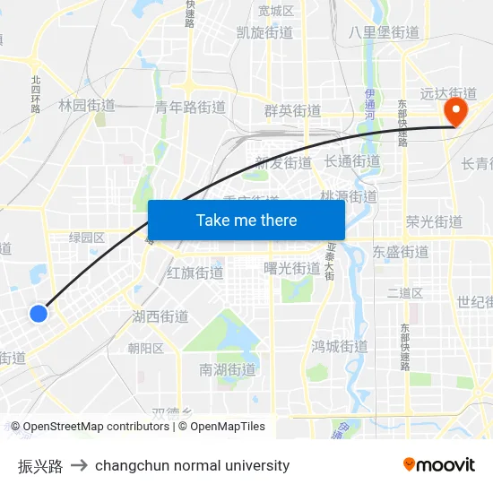 振兴路 to changchun normal university map