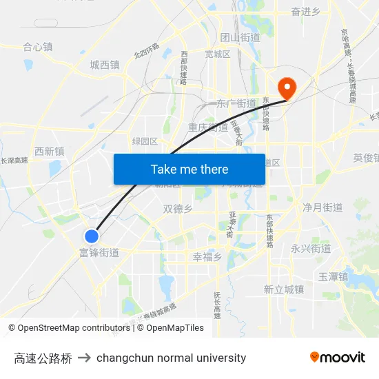 Highway Bridge to Changchun Normal University map