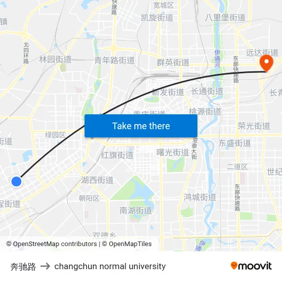 Benz Road to Changchun Normal University map