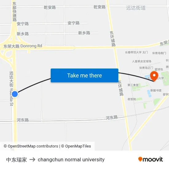 Zhongdong Ruijia to Changchun Normal University map
