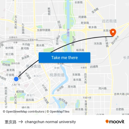 重庆路 to changchun normal university map