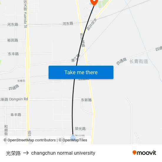 光荣路 to changchun normal university map