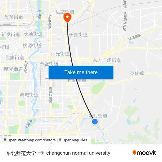 东北师范大学 to changchun normal university map