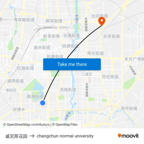 威尼斯花园 to changchun normal university map