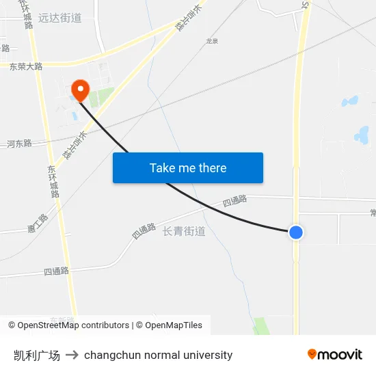 Kelly Plaza to Changchun Normal University map