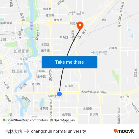 Jilin Avenue to Changchun Normal University map