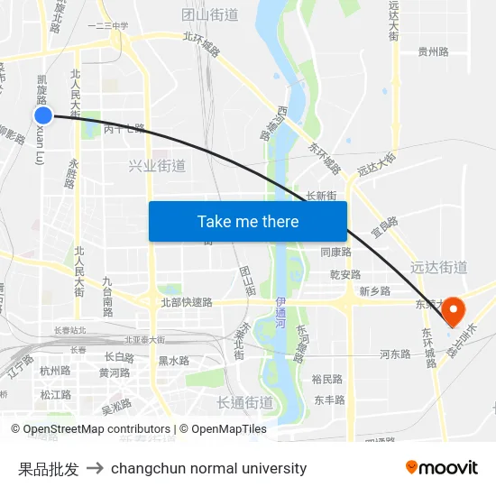 果品批发 to changchun normal university map