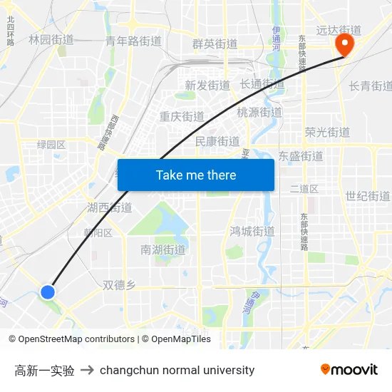 Gaoxin First Experimental to Changchun Normal University map