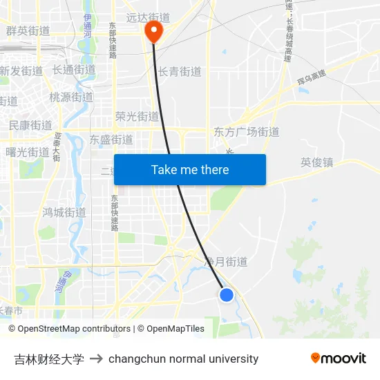 吉林财经大学 to changchun normal university map