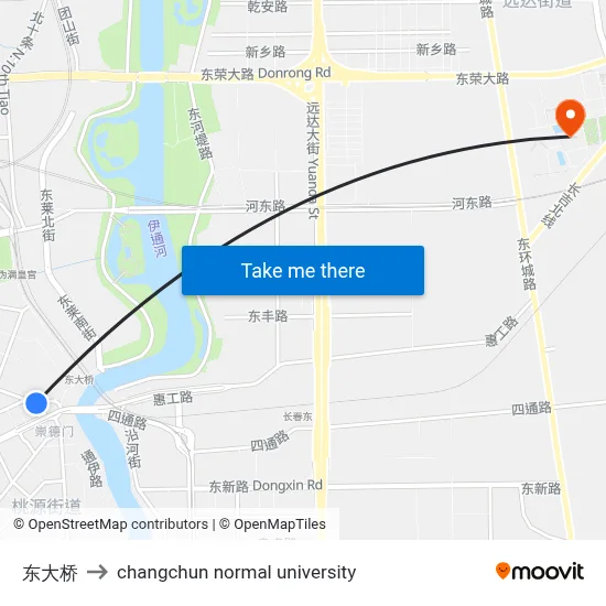 East Bridge to Changchun Normal University map