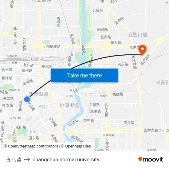 五马路 to changchun normal university map