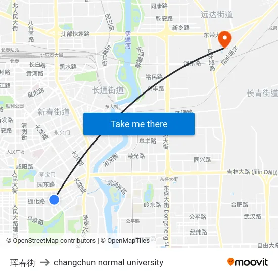 珲春街 to changchun normal university map