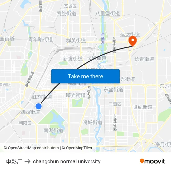 电影厂 to changchun normal university map
