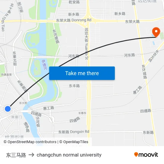 东三马路 to changchun normal university map