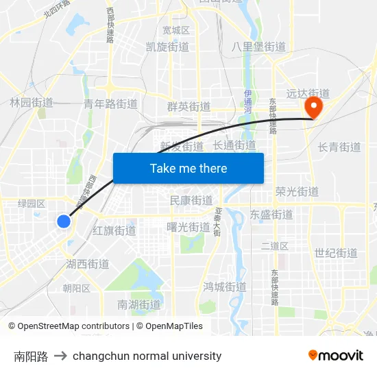 南阳路 to changchun normal university map