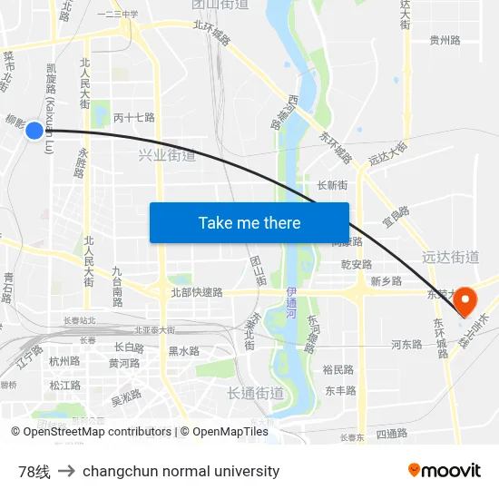 78线 to changchun normal university map