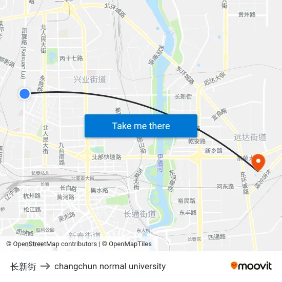 长新街 to changchun normal university map
