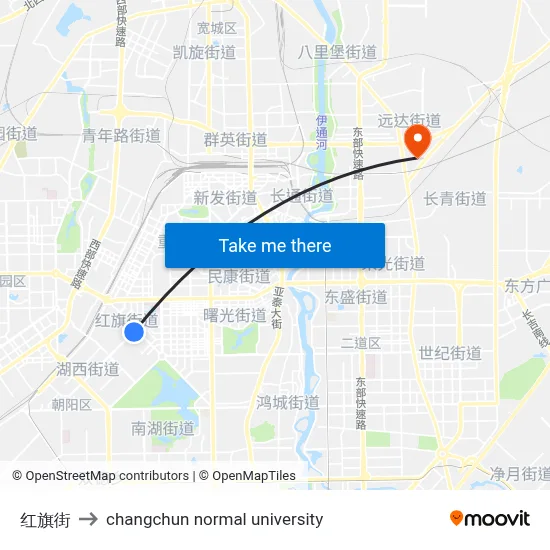 Hongqi Street to Changchun Normal University map