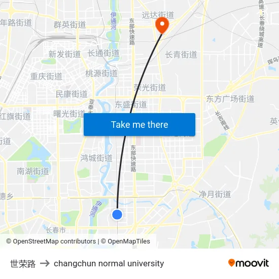 世荣路 to changchun normal university map