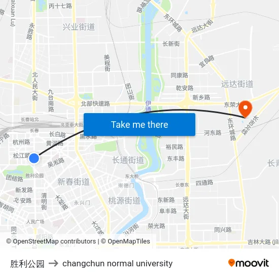 胜利公园 to changchun normal university map