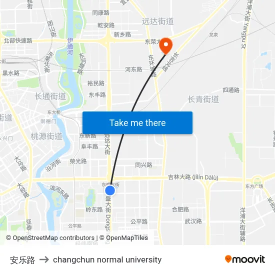 安乐路 to changchun normal university map