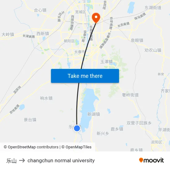 Leshan to Changchun Normal University map