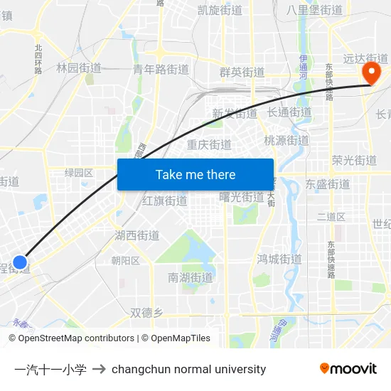 一汽十一小学 to changchun normal university map