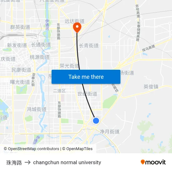 Zhuhai Road to Changchun Normal University map