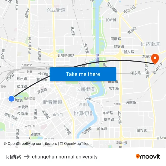 Unity Road to Changchun Normal University map