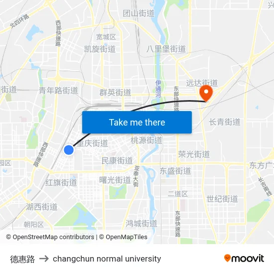 De Hui Road to Changchun Normal University map