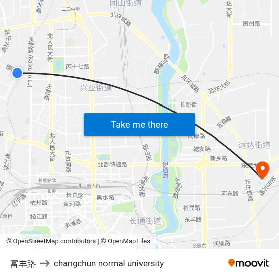 Fufeng Road to Changchun Normal University map