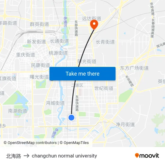 Beihai Road to Changchun Normal University map