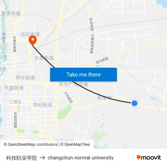 Technology Vocational College to Changchun Normal University map