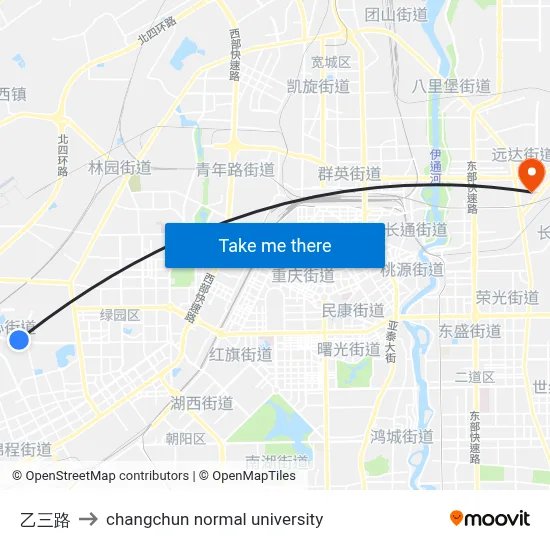 Y3 Road to Changchun Normal University map