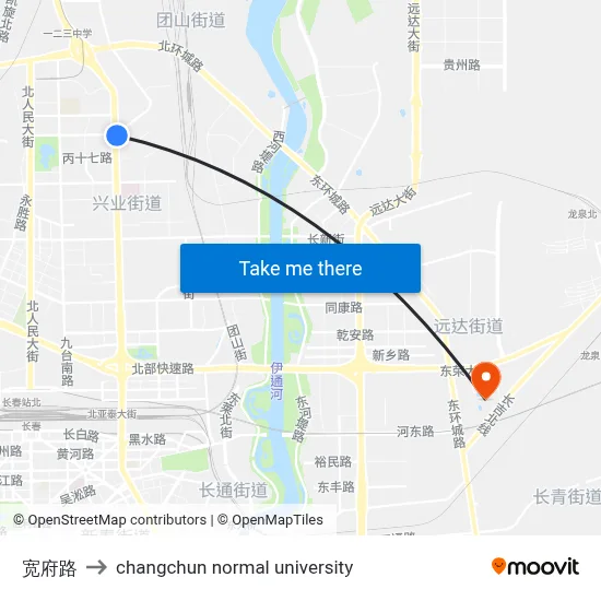 Kuanfu Road to Changchun Normal University map