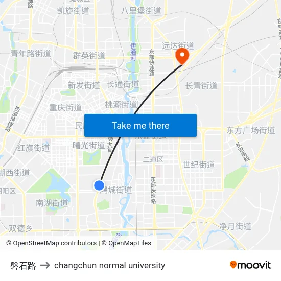 Panshi Road to Changchun Normal University map