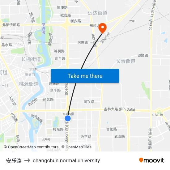 Angle Road to Changchun Normal University map